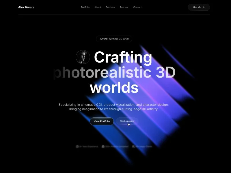 Prévia do template 3D Artist Portfolio