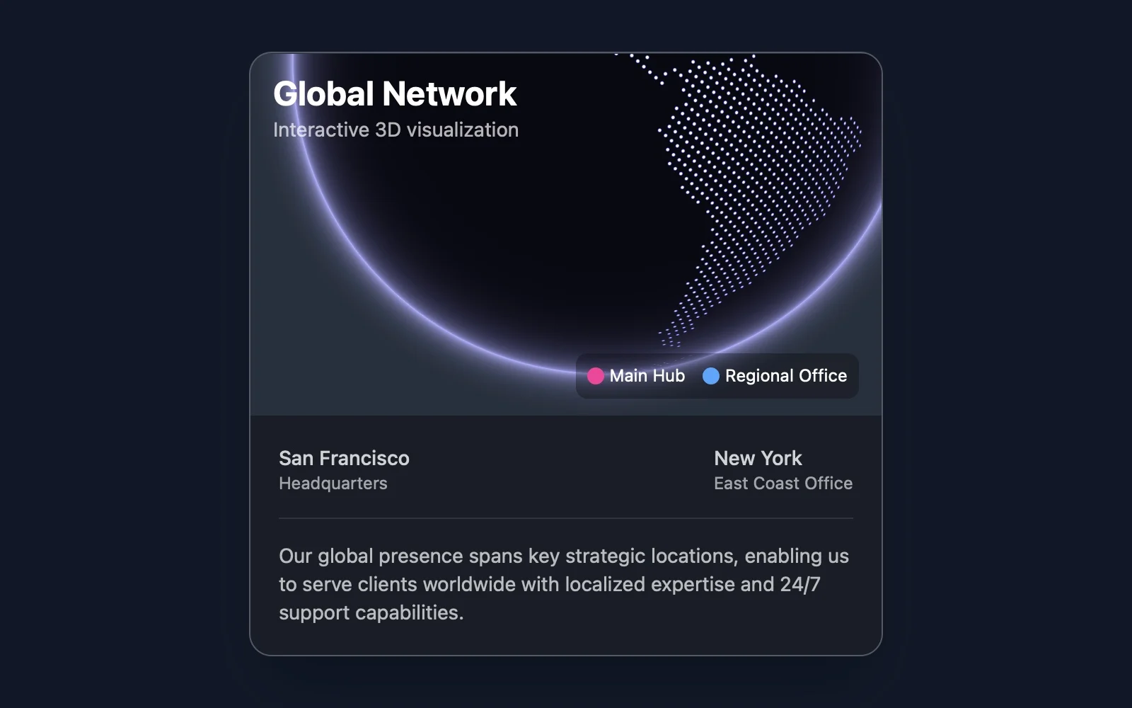 Prévia do template 3D Interactive Globe Visualization