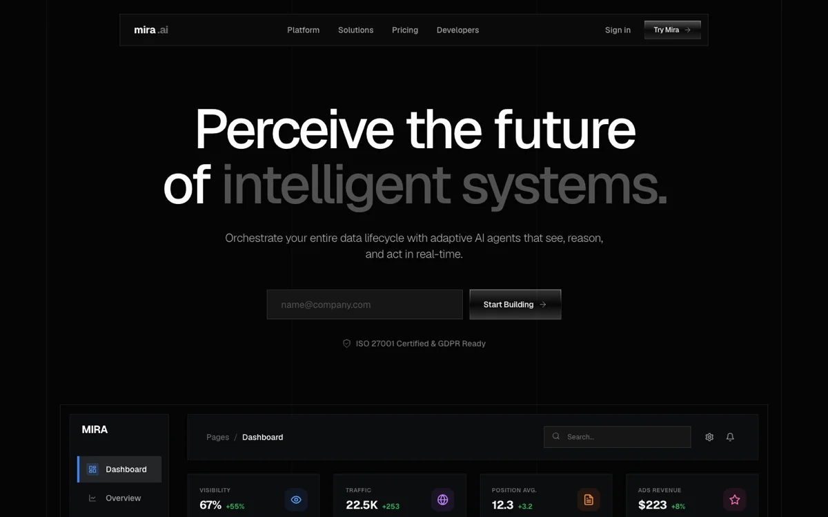 Prévia do template Mira.ai Intelligence Engine