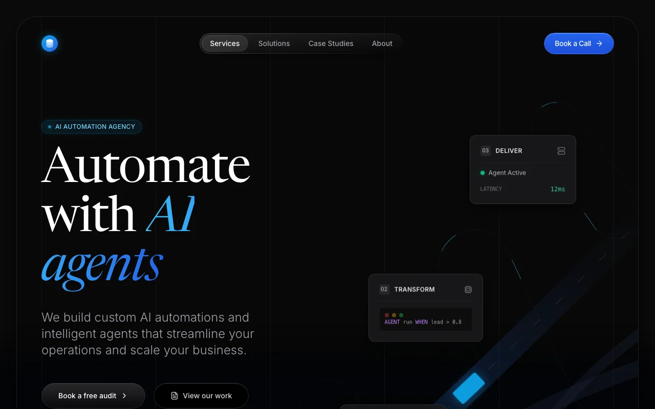 Prévia do template AI Automation Agency Landing Page Template