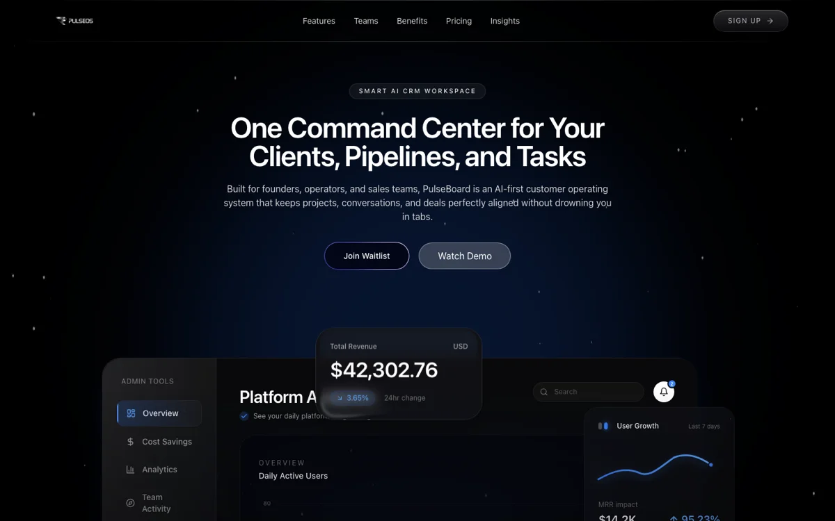 Prévia do template AI CRM SaaS