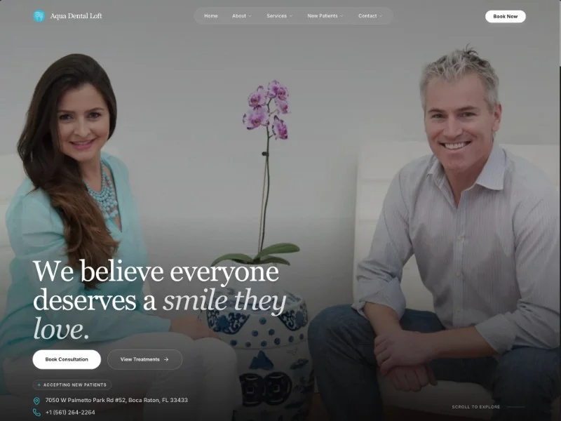 Prévia do template Dental Clinic, modelo de site para dentista