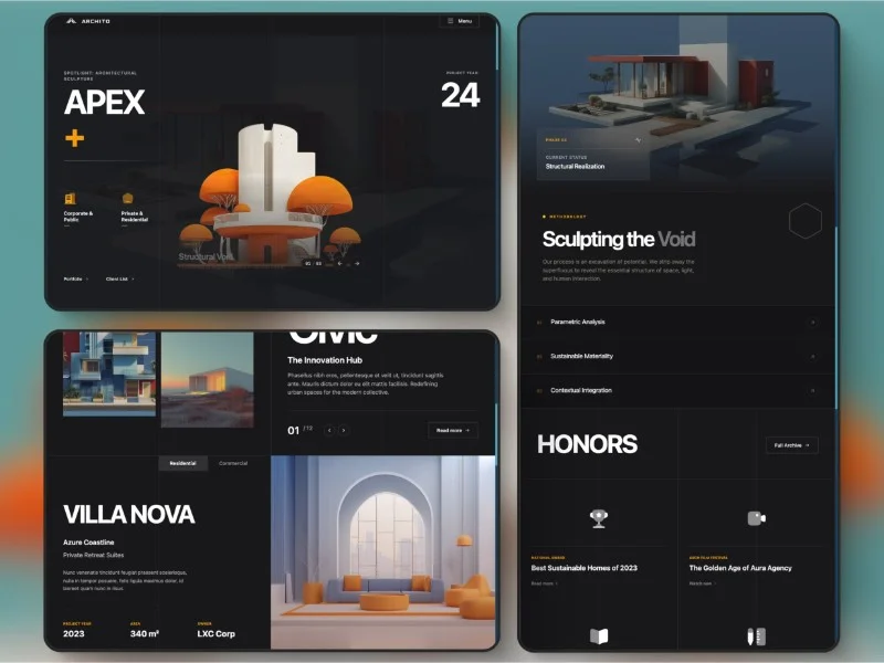 Prévia do template Architecture Portfolio, modelo de site para arquiteto