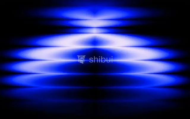 Camadas de luz azul vibrante com reflexos e sombras em um fundo escuro e abstrato.