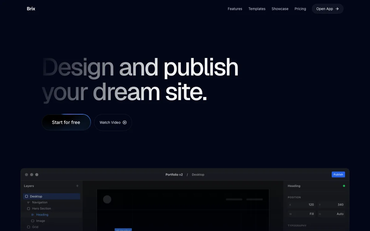 Prévia do template Brix Website Builder
