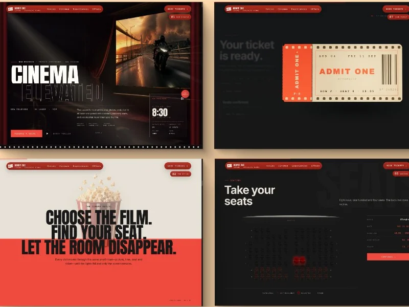 Prévia do template Admit One Cinema Booking