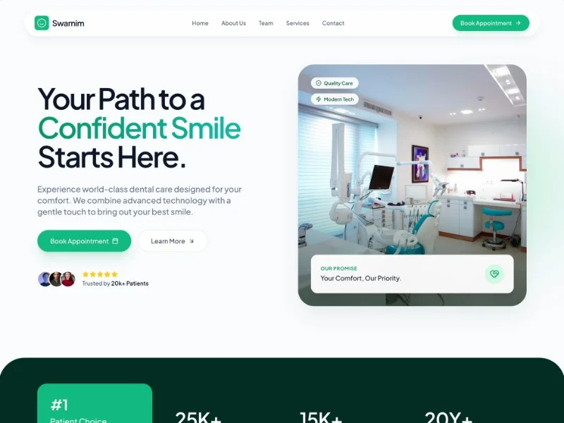 Prévia do template Dental Clinic, modelo de site para dentista