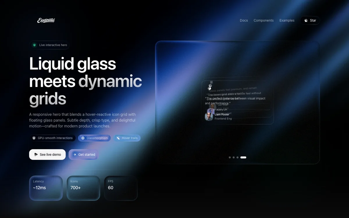 Prévia do template Interactive SaaS Hero