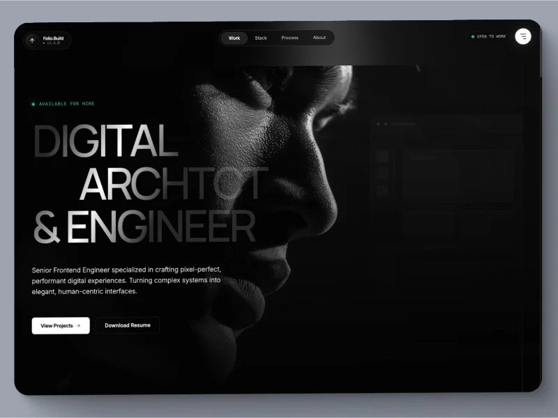Prévia do template (Pro VS) Portfolio Website Template 1 page