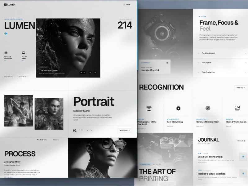 Prévia do template Photography Portfolio, modelo de site para fotógrafo