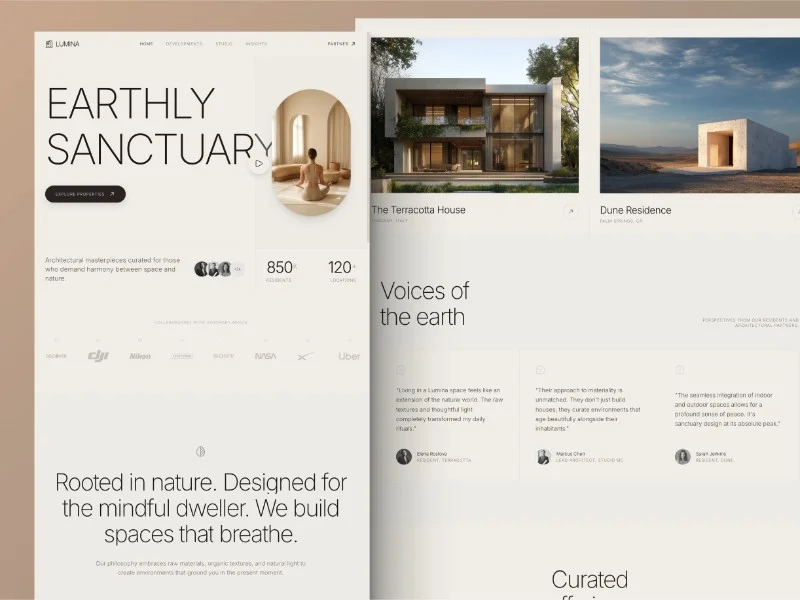 Prévia do template Lumina Real Estate, modelo de site para imobiliária