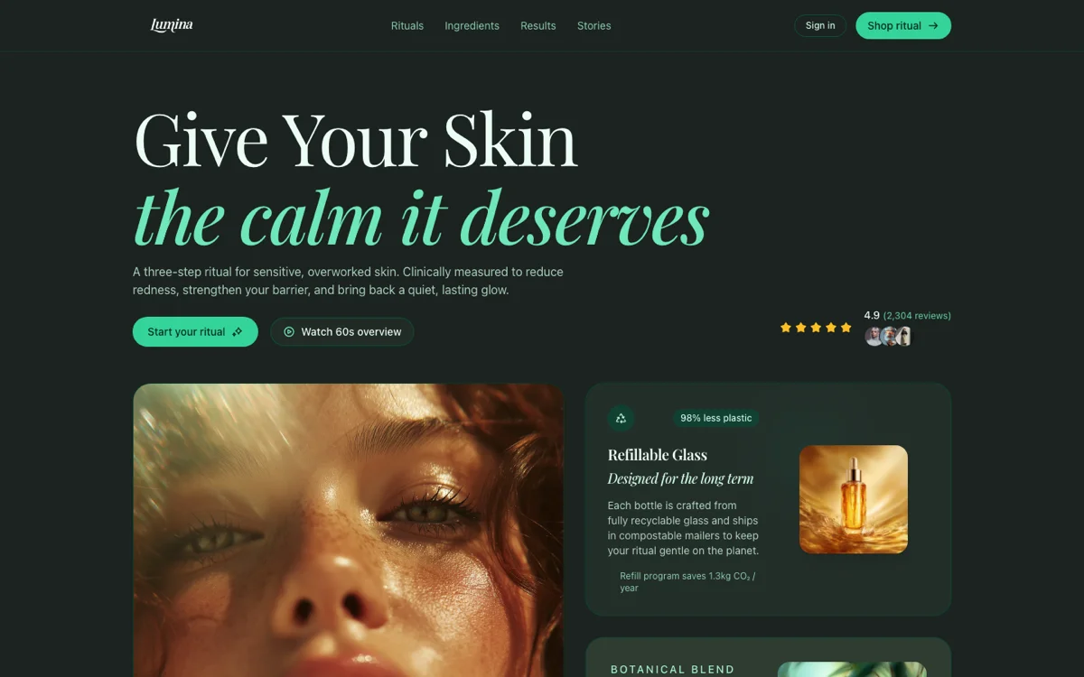 Prévia do template Lumina Skin Rituals