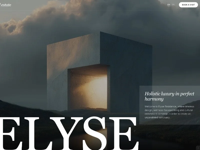 Prévia do template Elyse Residence Real Estate, modelo de site para imobiliária
