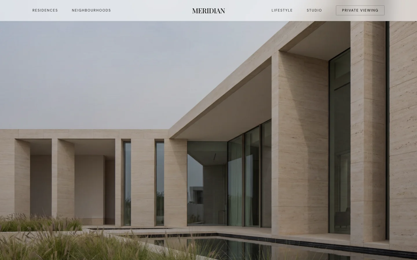 Prévia do template Luxury Residential Real Estate, modelo de site para imobiliária