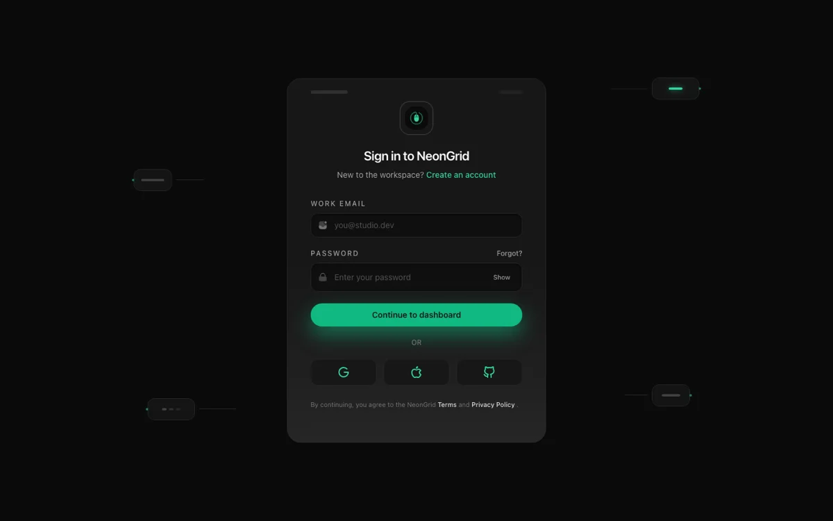 Prévia do template NeonGrid Sign In