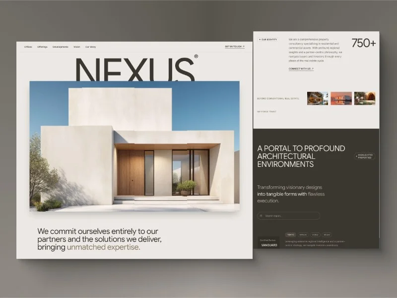 Prévia do template Nexus Architecture Real Estate, modelo de site para imobiliária