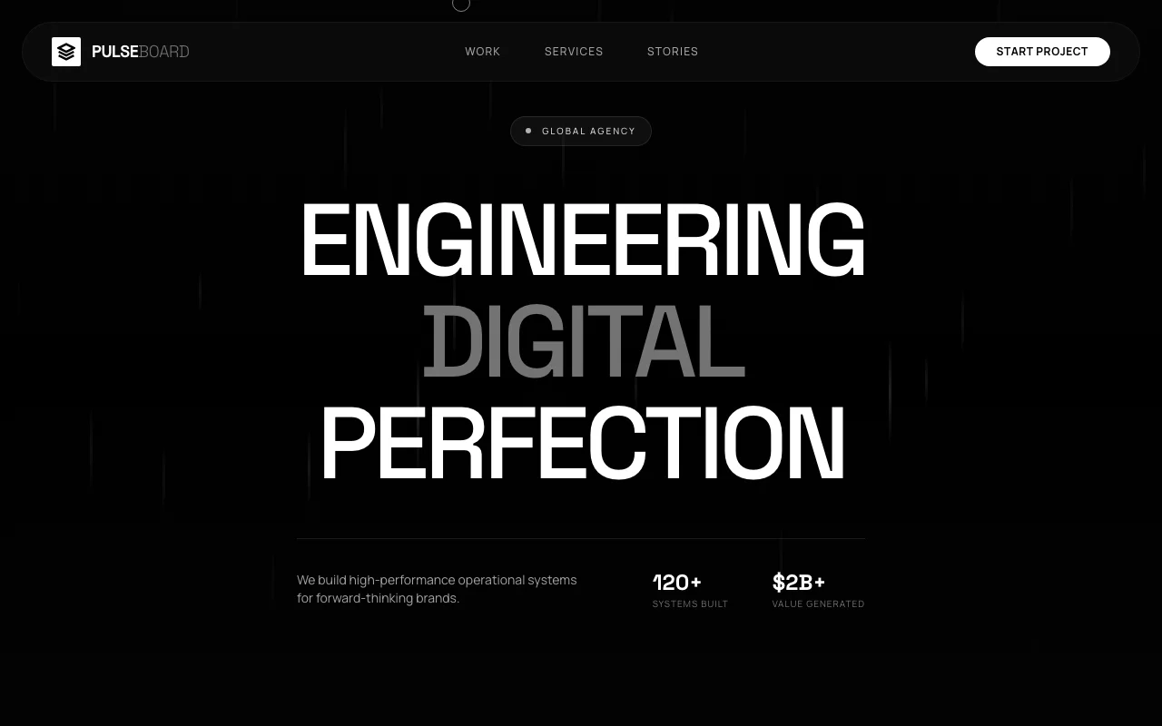 Prévia do template PulseBoard Agency