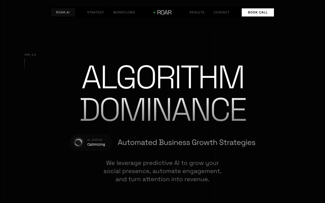 Prévia do template Roar AI Social Growth