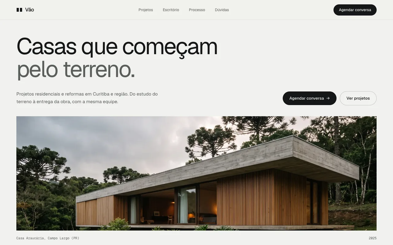 Prévia do template Vão Arquitetura, modelo de site para arquiteto