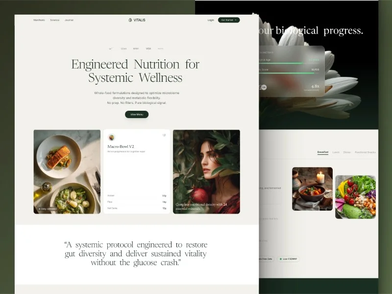 Prévia do template Vitalis Systemic Nutrition, modelo de site para nutricionista