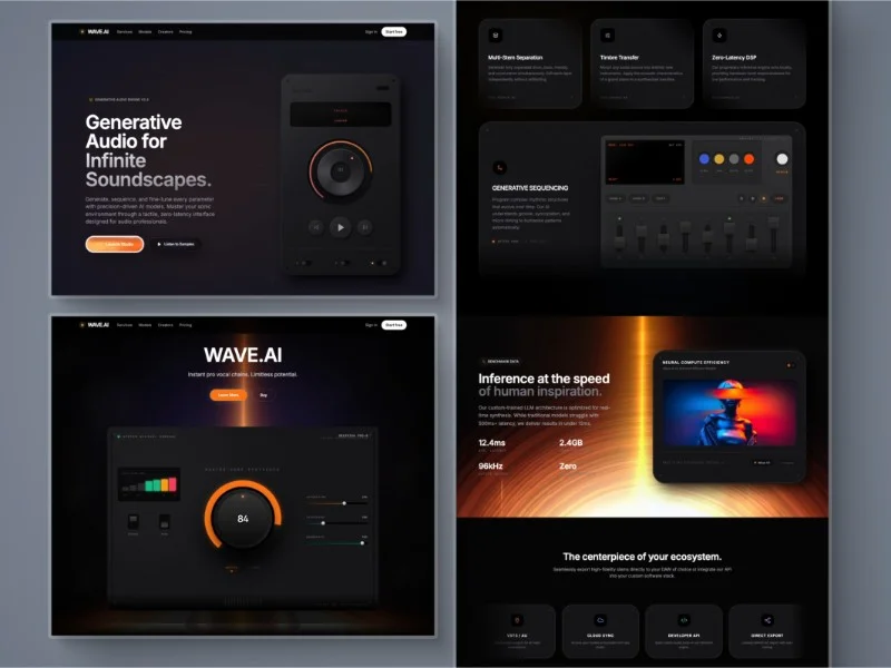 Prévia do template AI Music Studio Landing Page Template