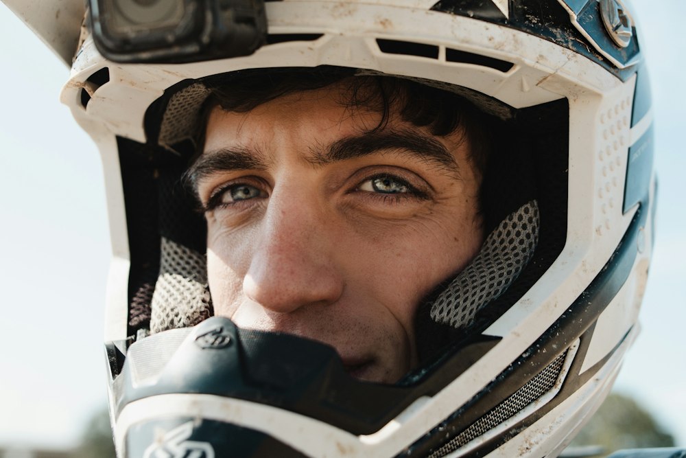 Rider in a full-face helmet