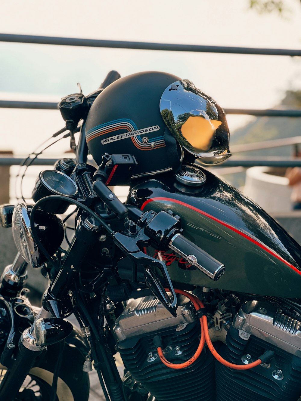 Helmet on a motorcycle