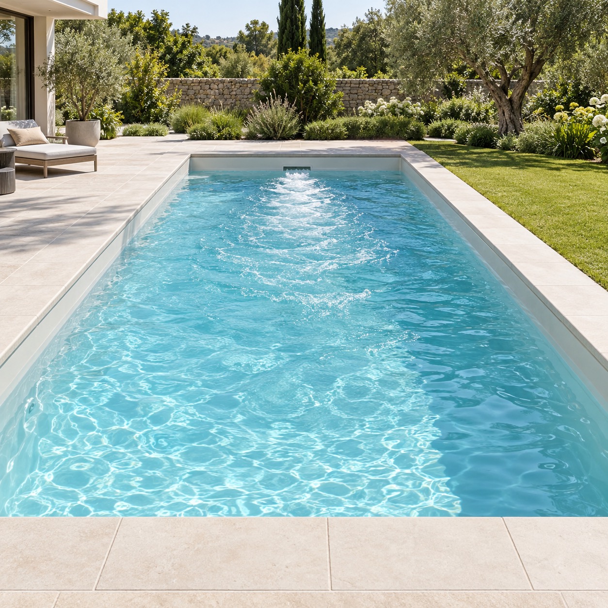 Counter-current flow in a rectangular backyard pool