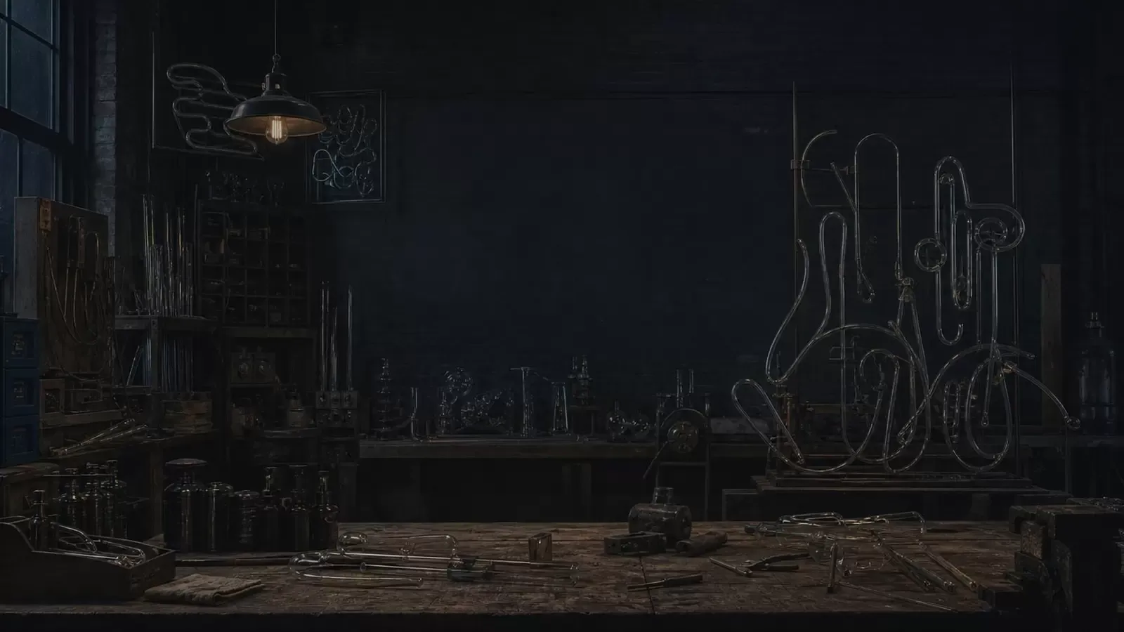 Alba Ren's neon restoration workshop before its electrical current returns