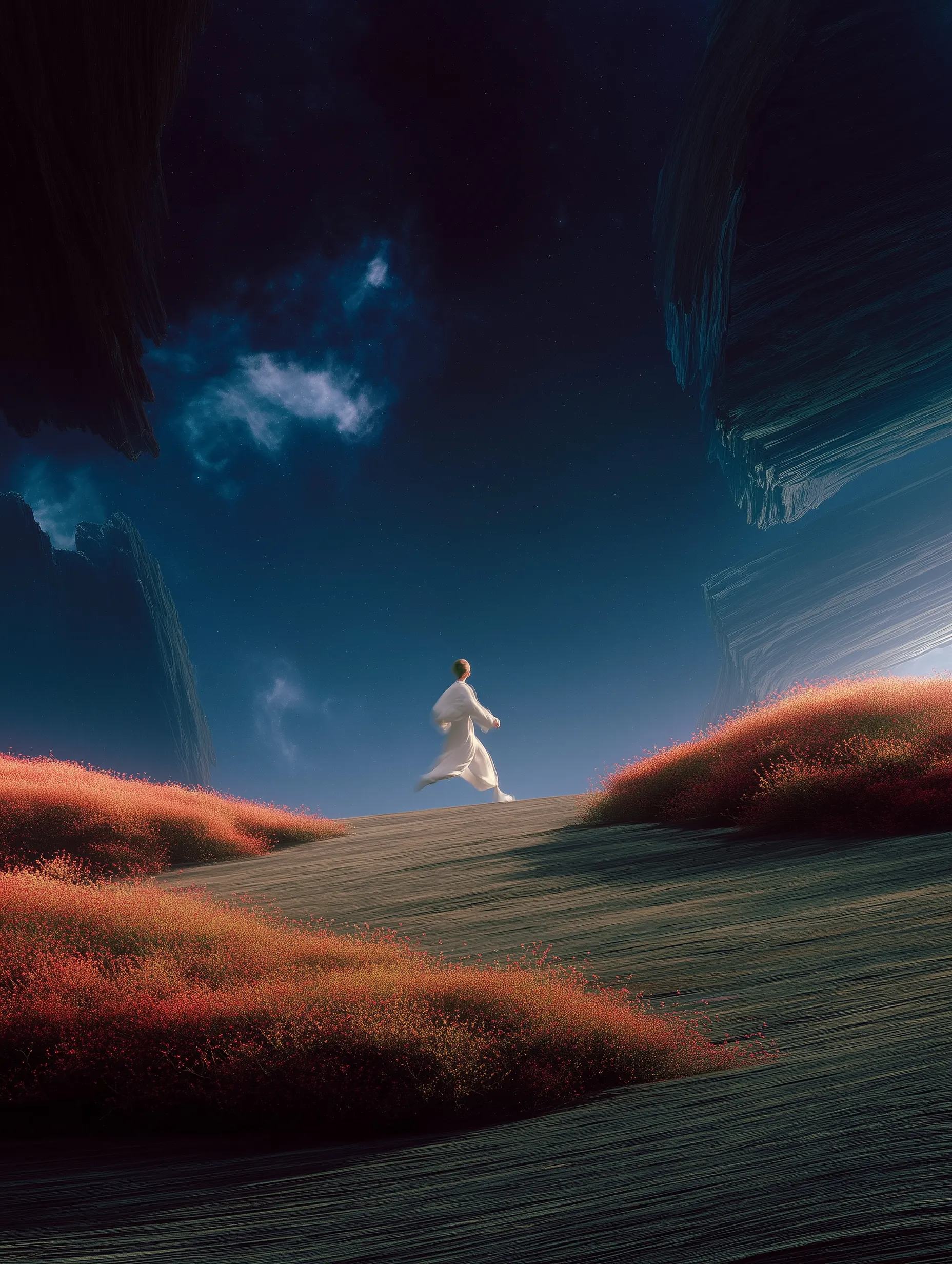 Photographer silhouette in sweeping landscape