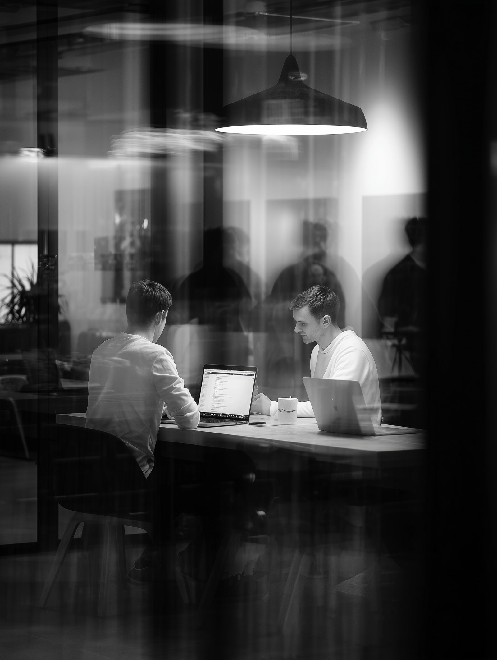 The designer's monochrome studio environment