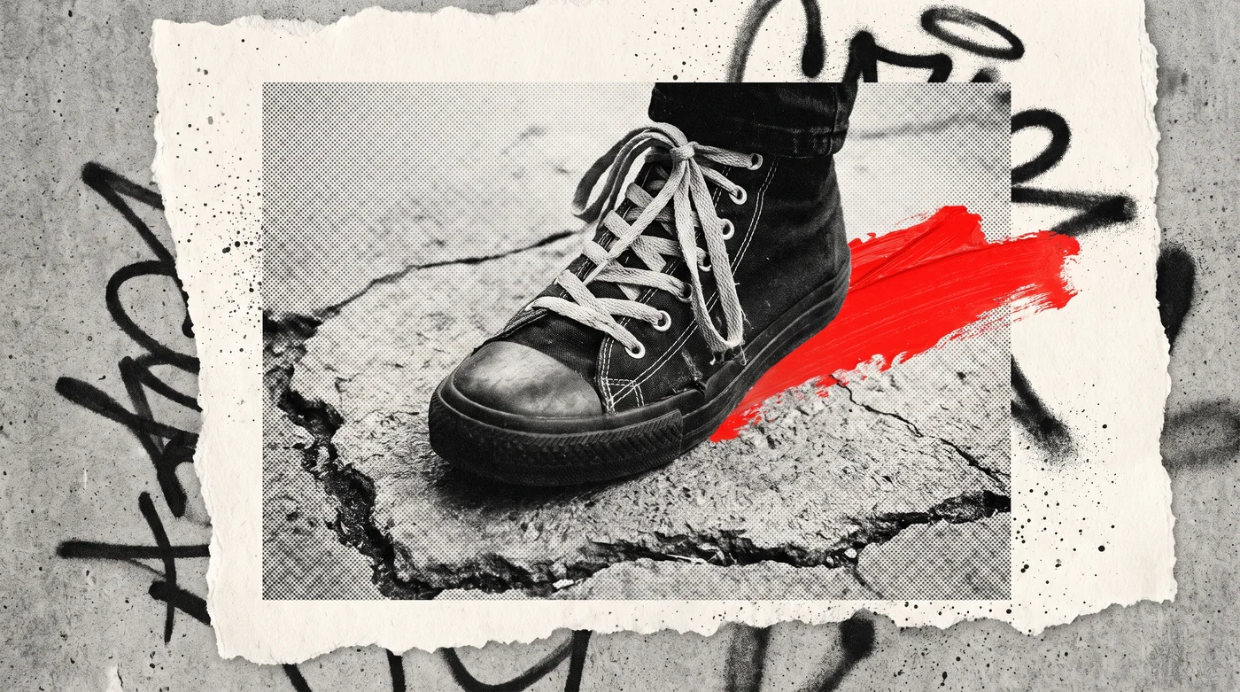 The ATEEVIBES Street High, an unbranded canvas high-top on concrete