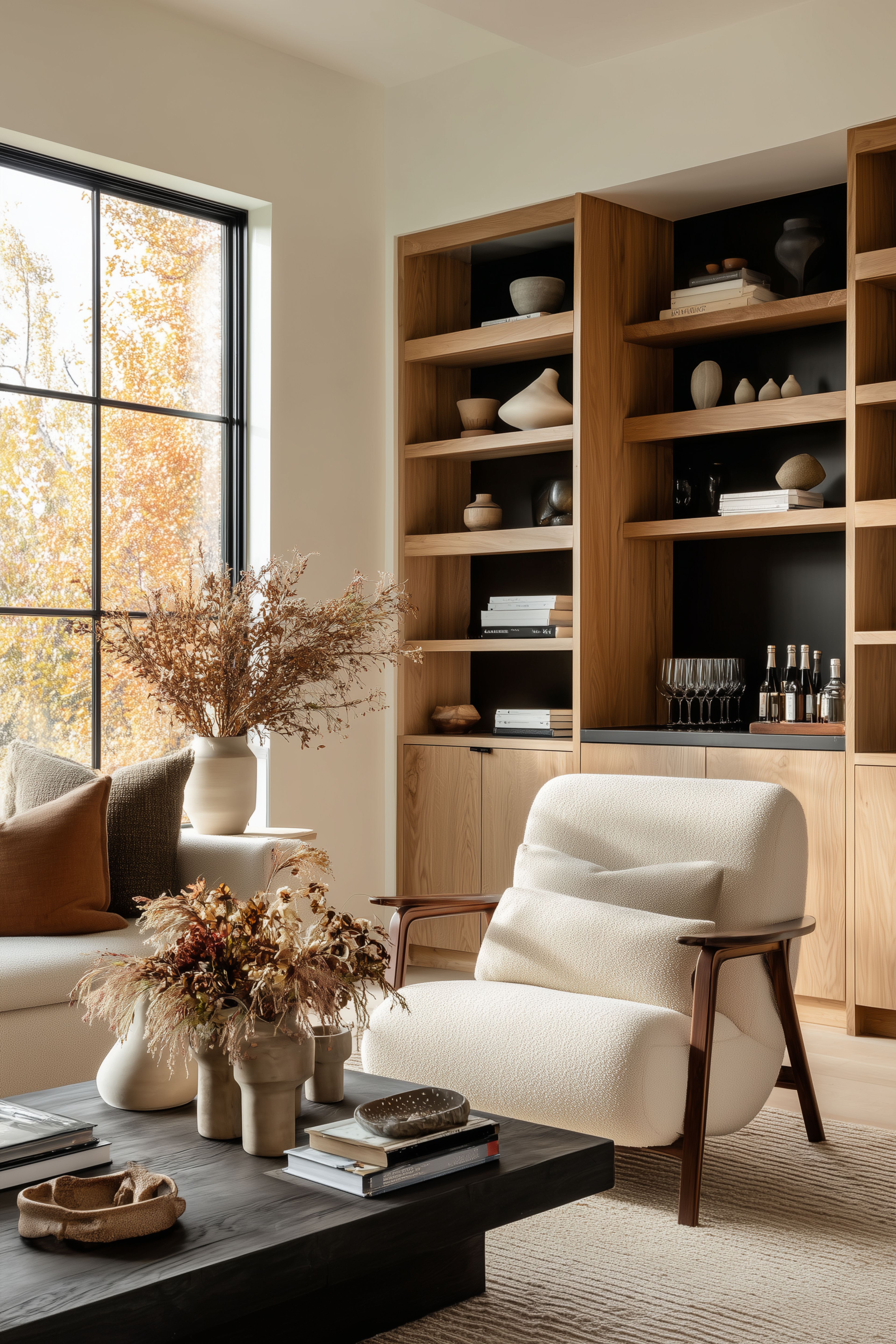 Warm interior material palette