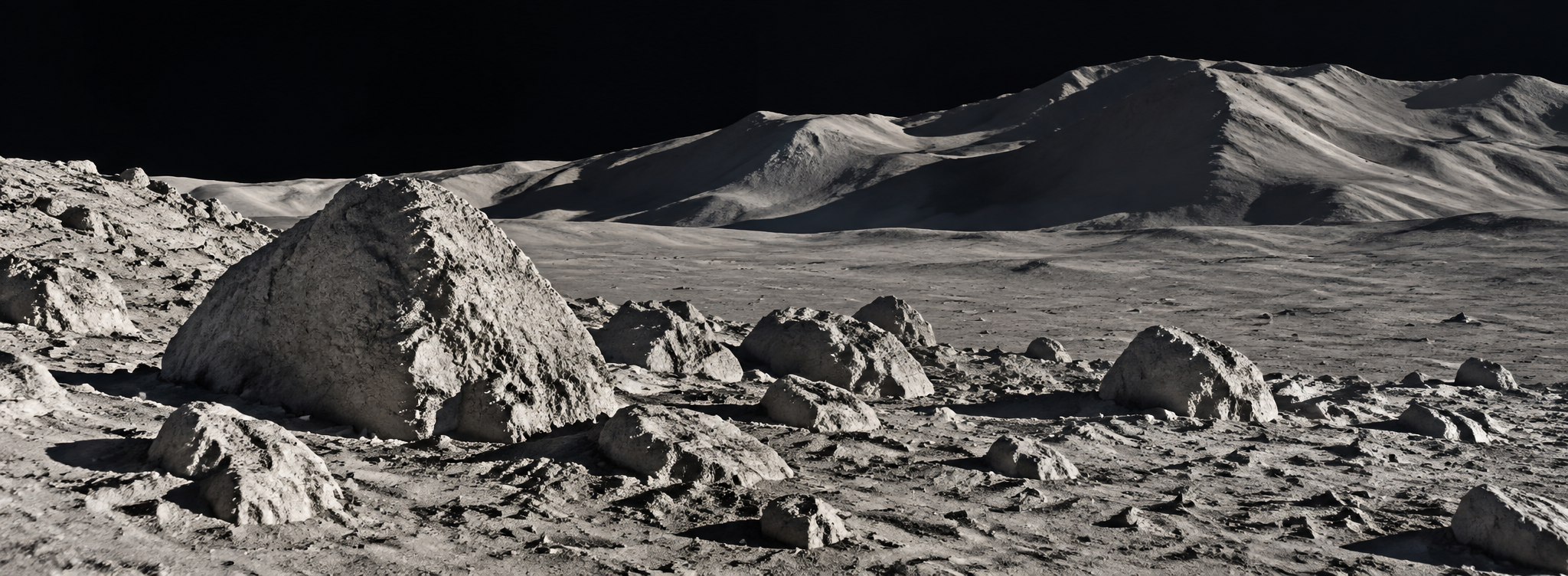 Boulder field at Taurus-Littrow on the lunar surface
