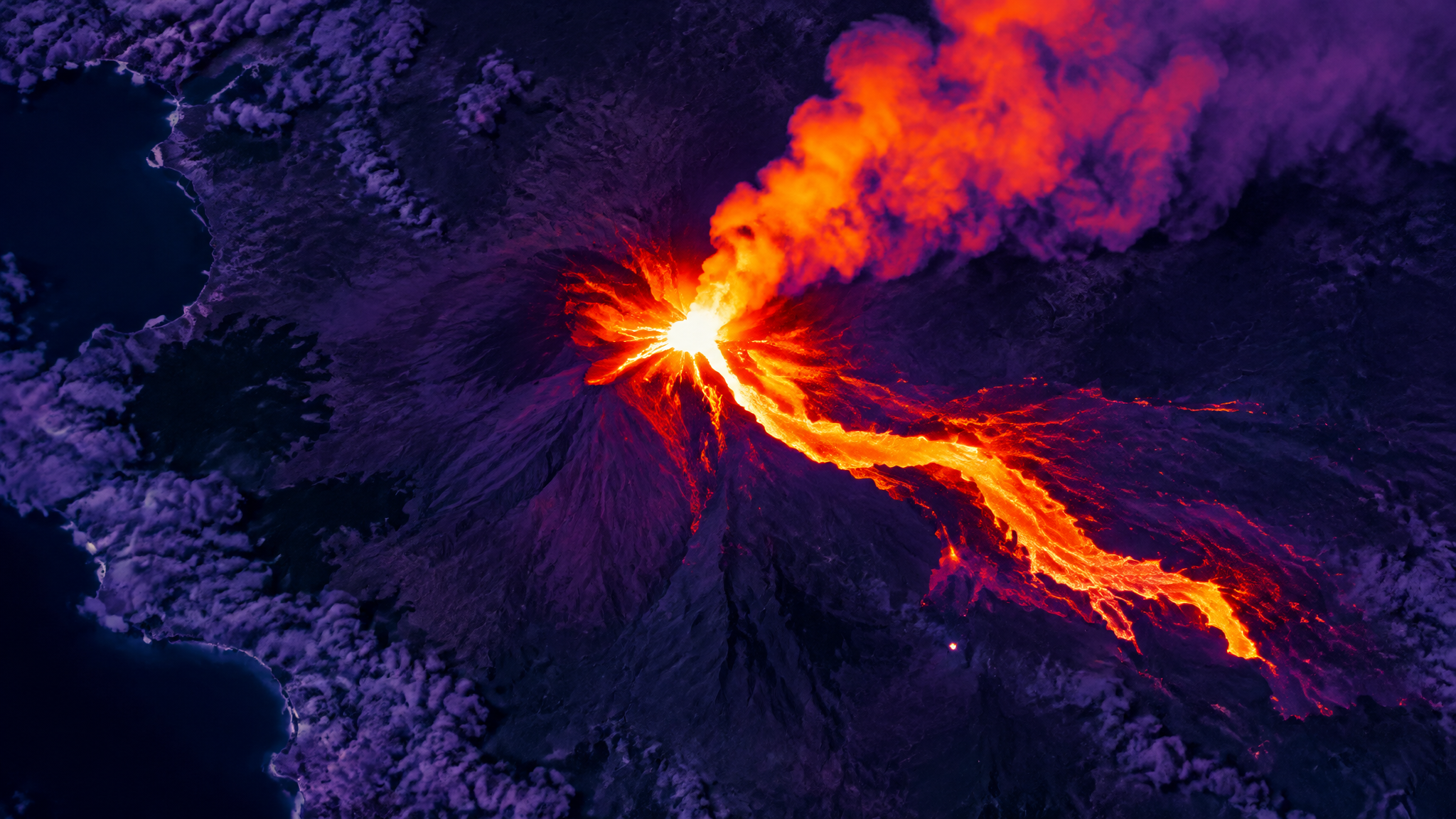 Thermal-infrared satellite scene of a volcanic eruption