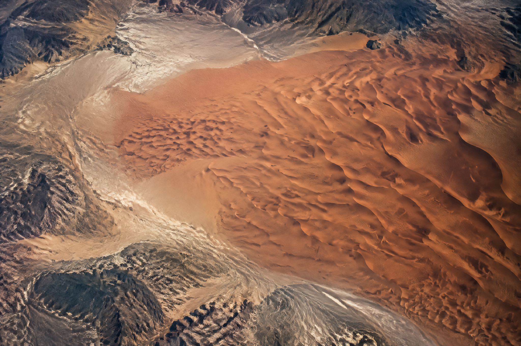 Dune field of an arid basin seen from orbit