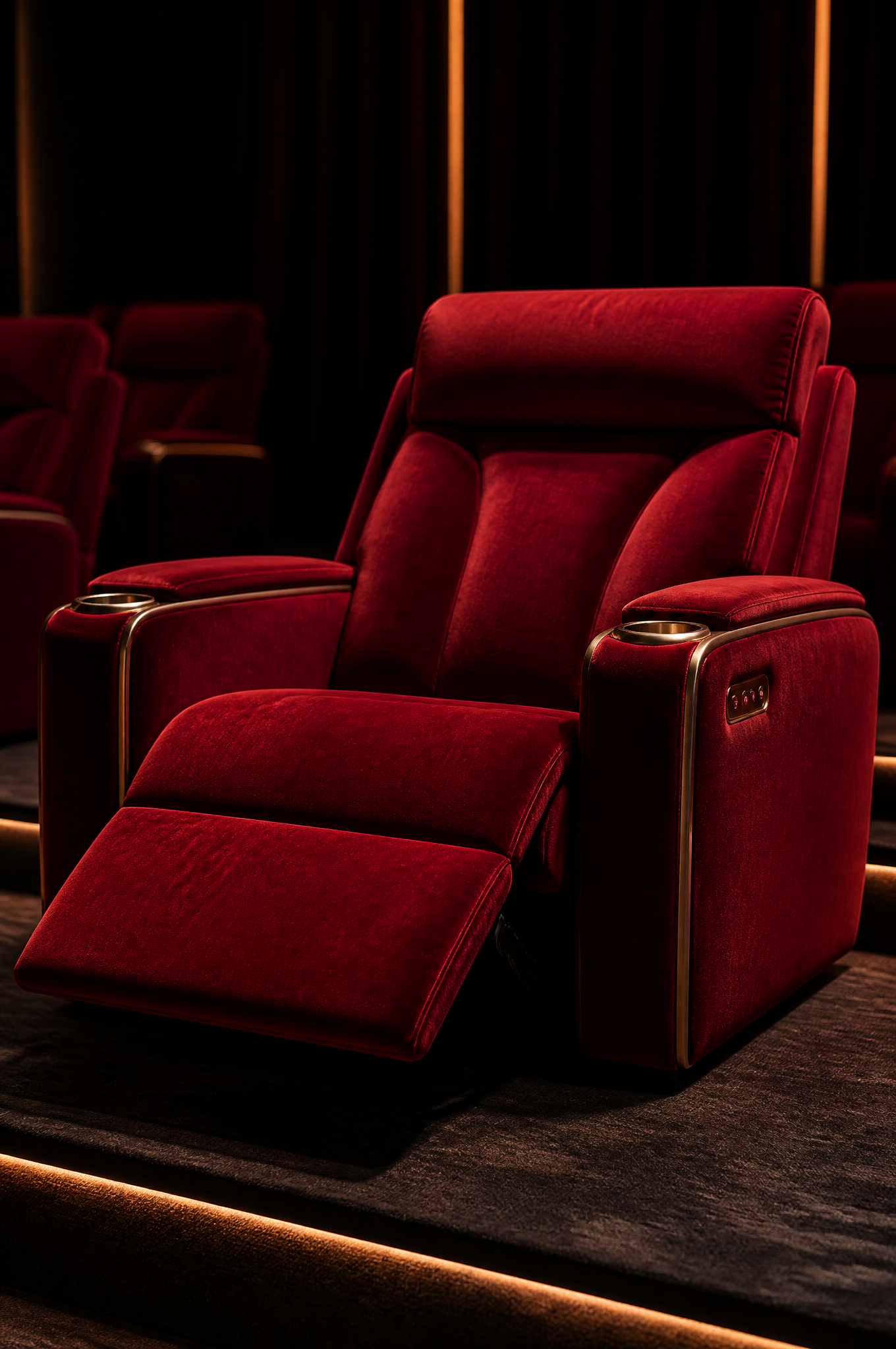Crimson velvet VIP cinema recliner