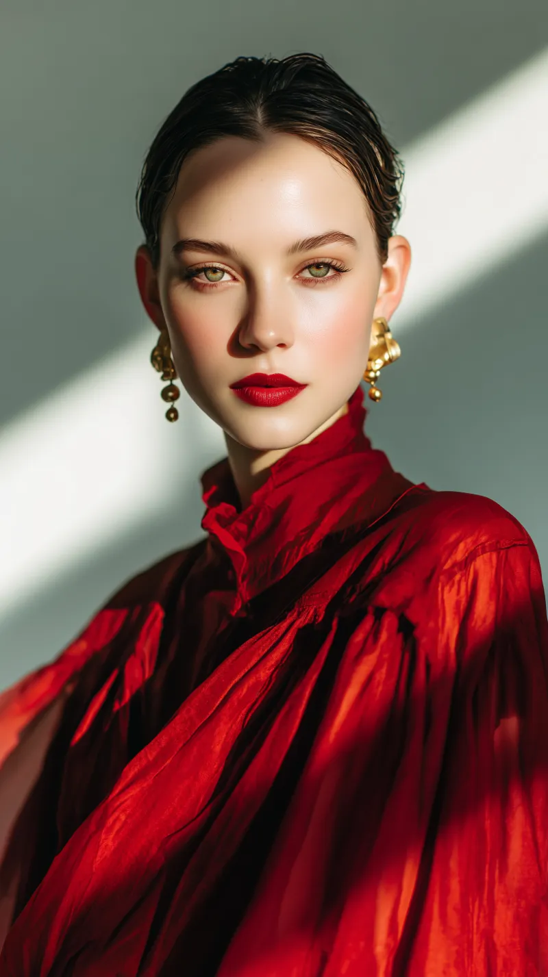 Elegant fashion portrait in vibrant red