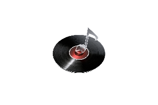 Stylized Vinyl Record with Glass Music Note