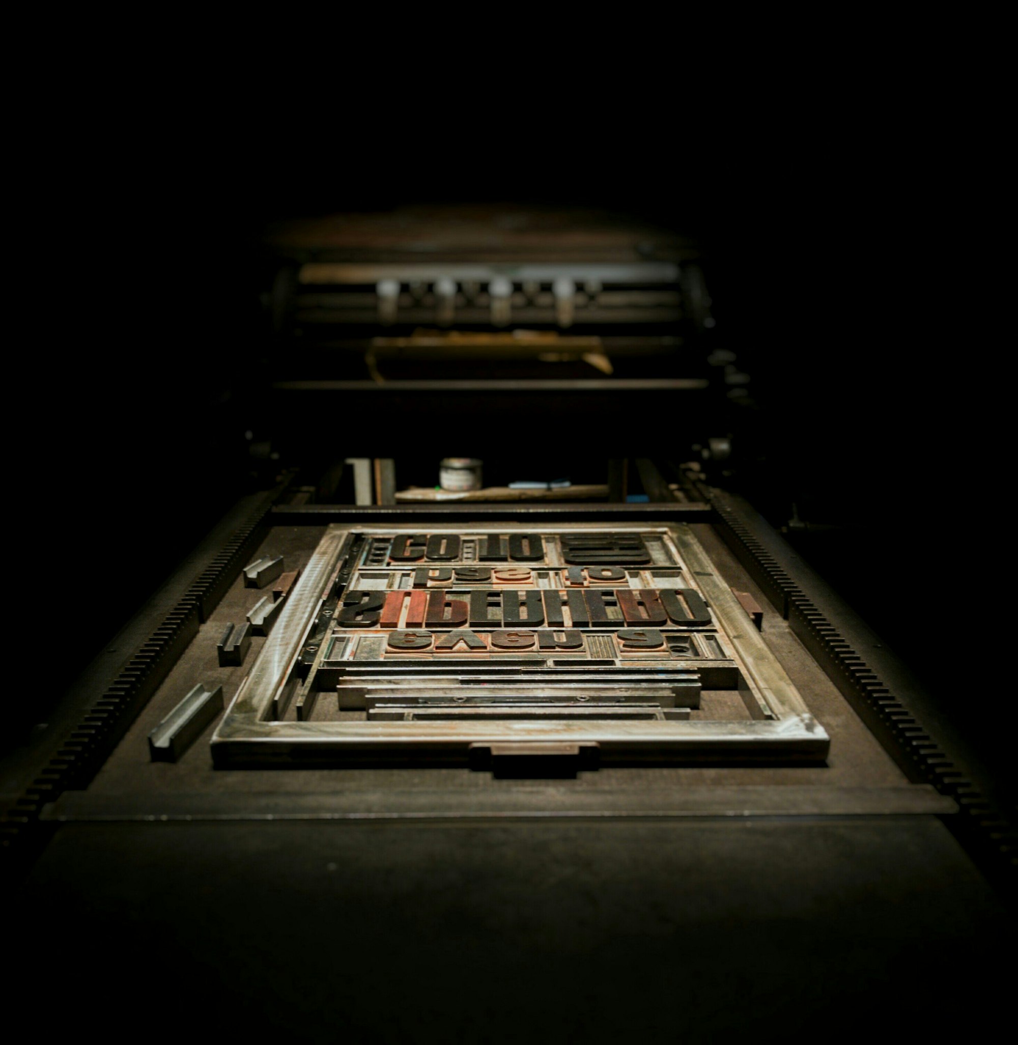 Letterpress printing press detail