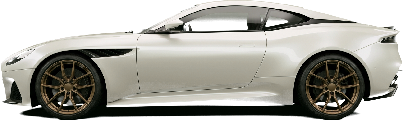 The HAKUBA S9 Tsubaki Edition in pearl white, side profile, on bronze forged wheels