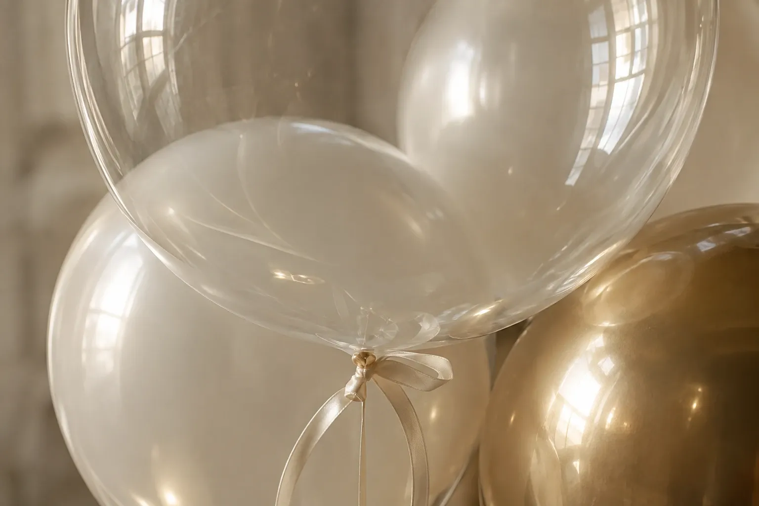 An intimate study of transparent membrane, pearl latex and champagne reflections