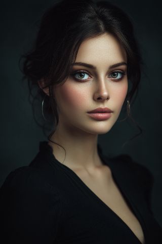 Moody studio portrait of elegant woman