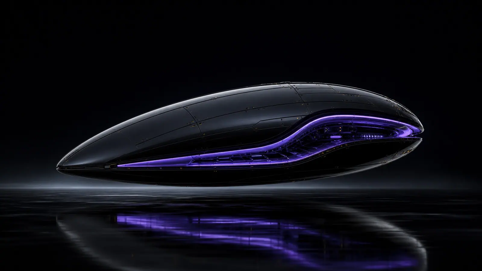ÆON autonomous mobility object floating over a reflective black surface