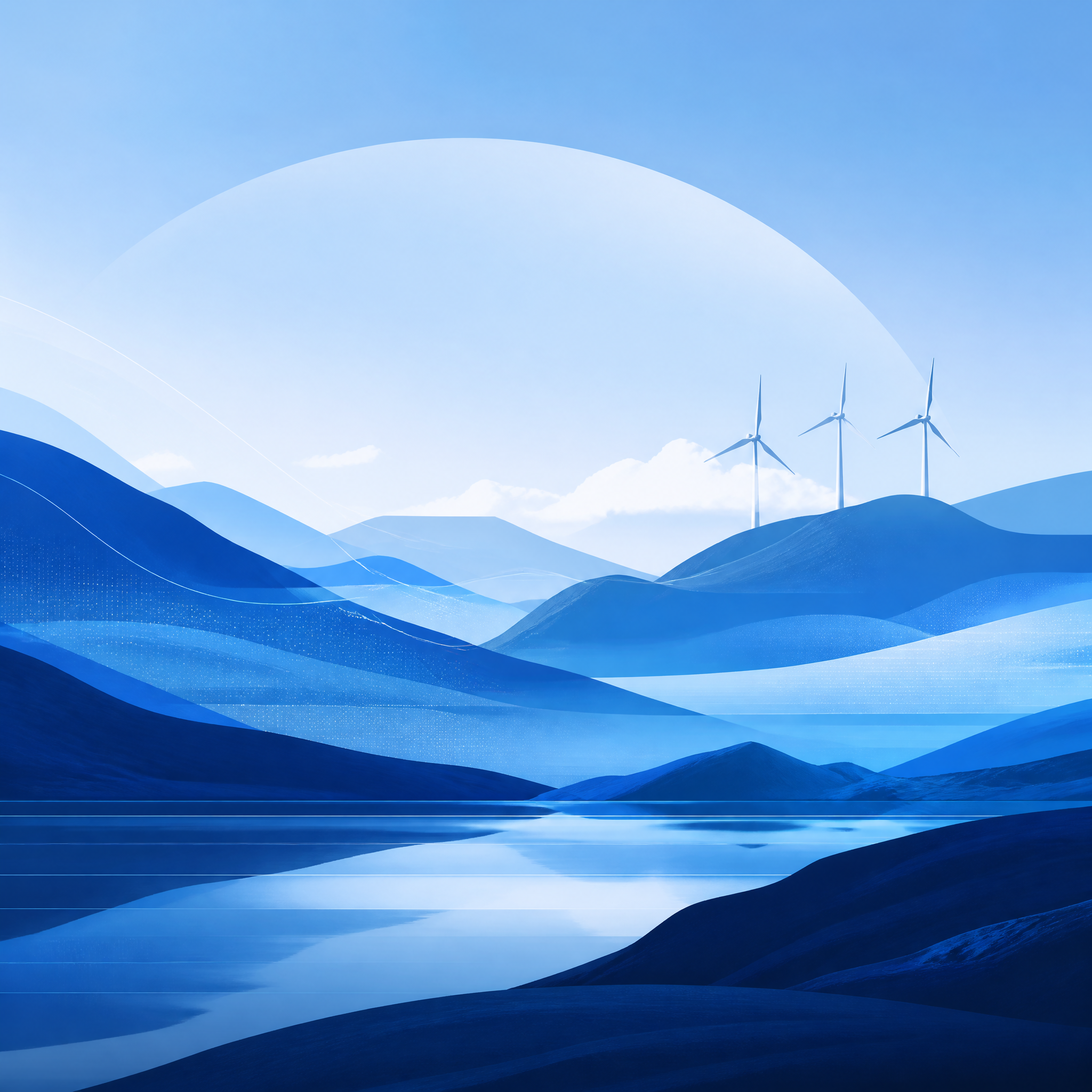Abstract blue landscape used in a climate technology identity