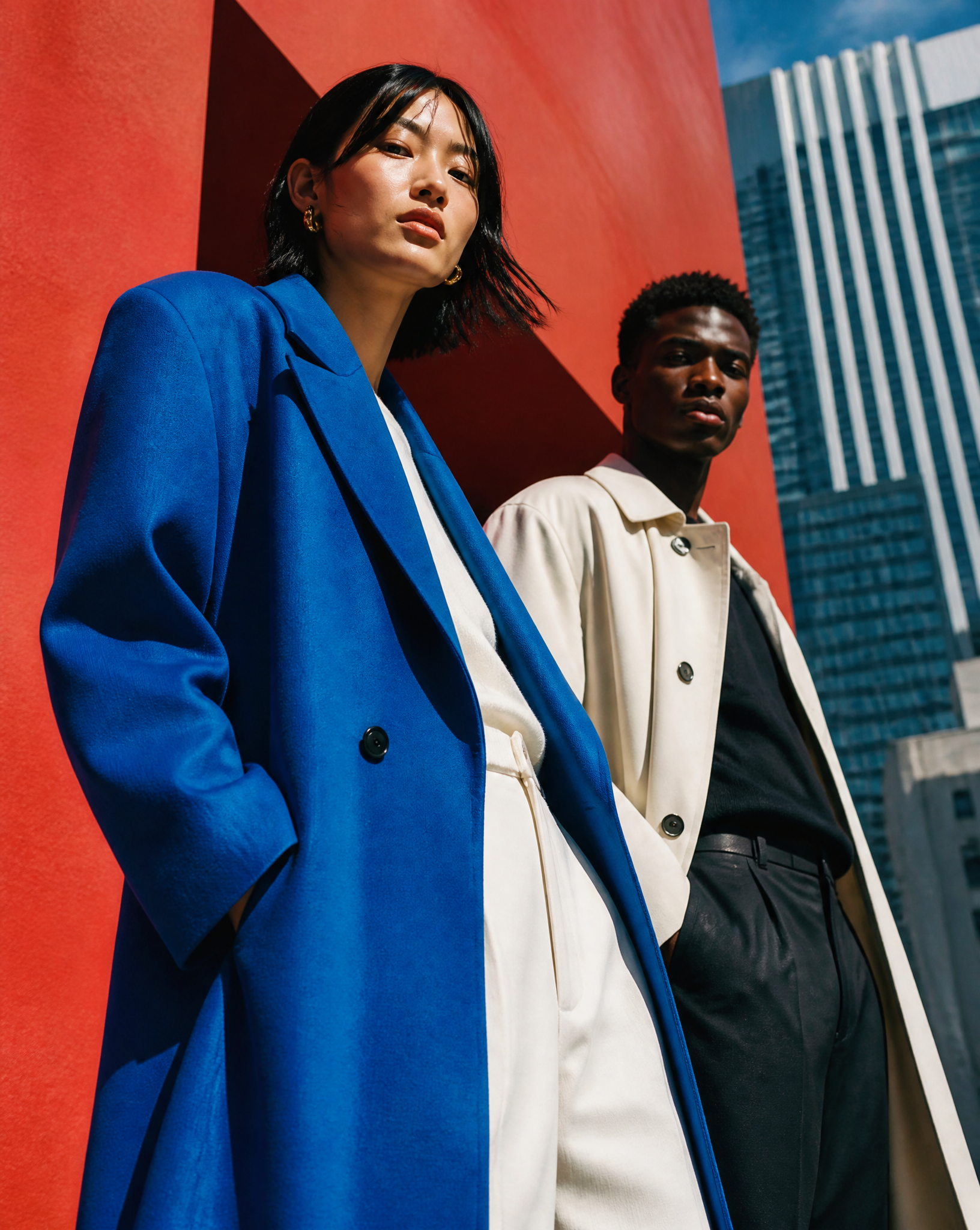 Fashion campaign photographed in a vivid urban setting