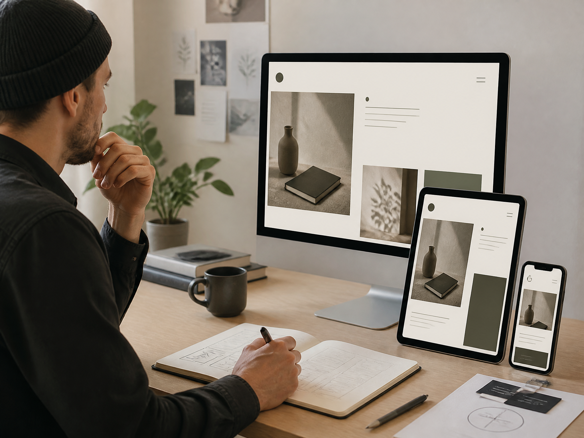 Designer reviewing a responsive digital interface