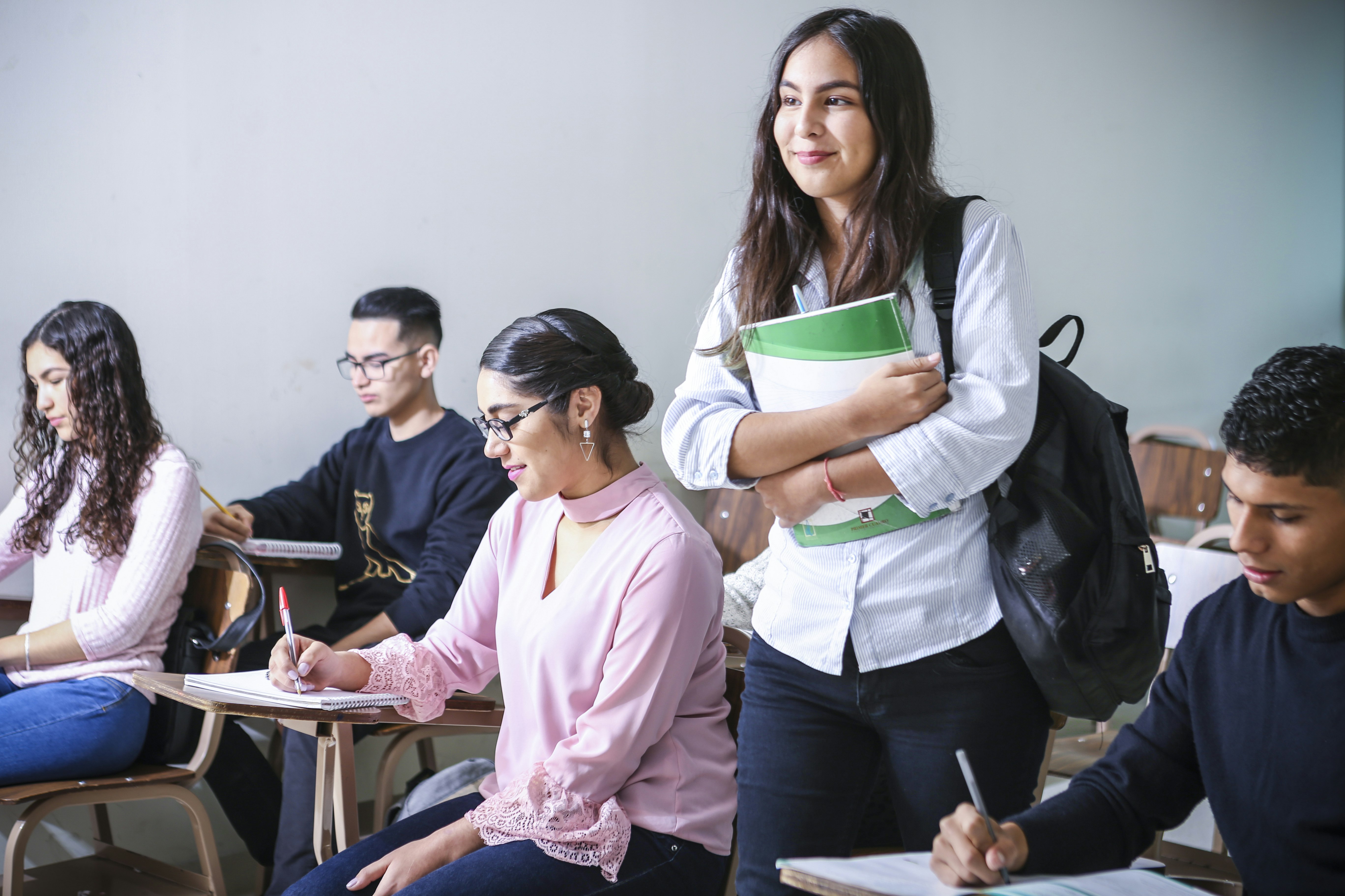 Student learning on laptop