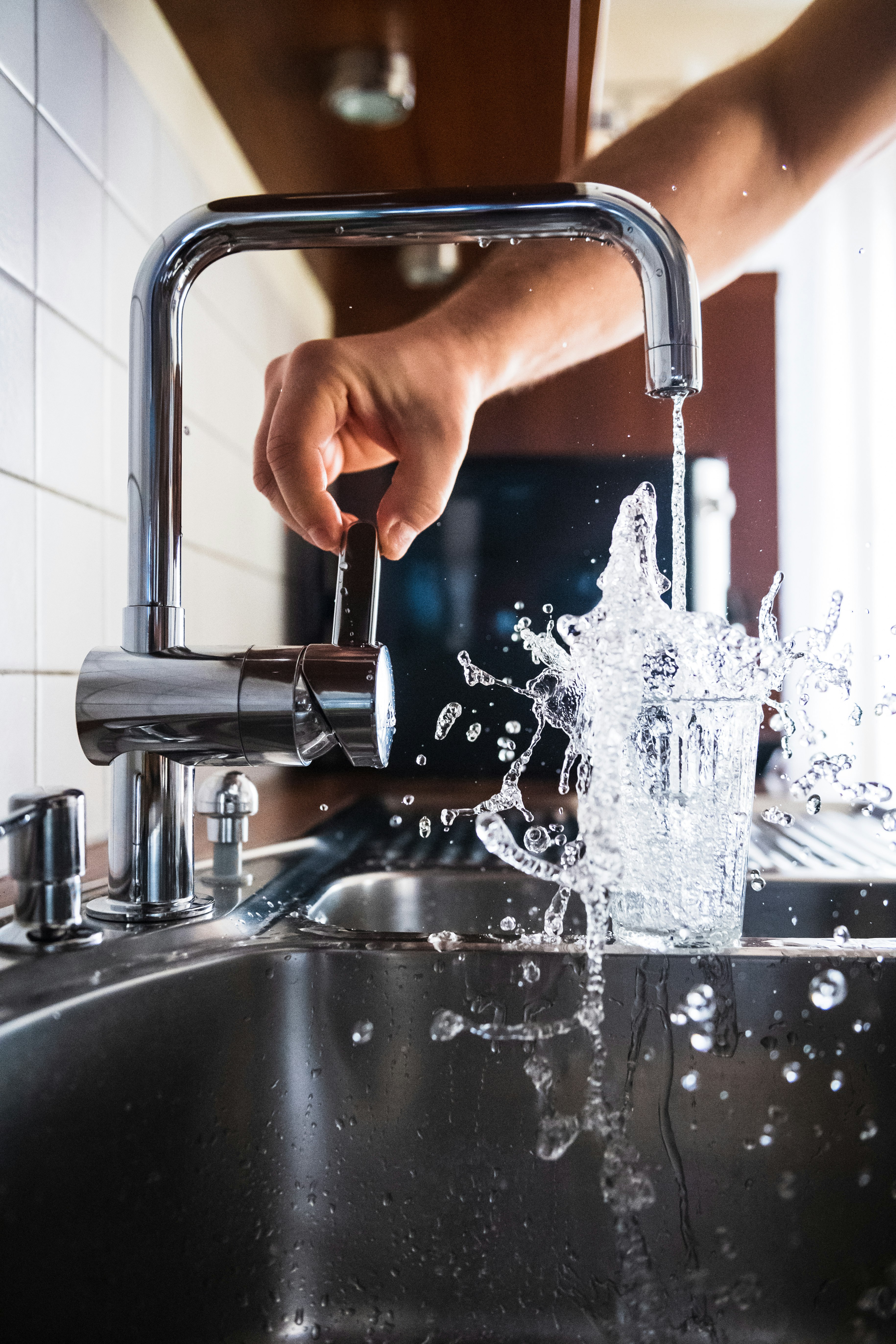 Water flowing from faucet