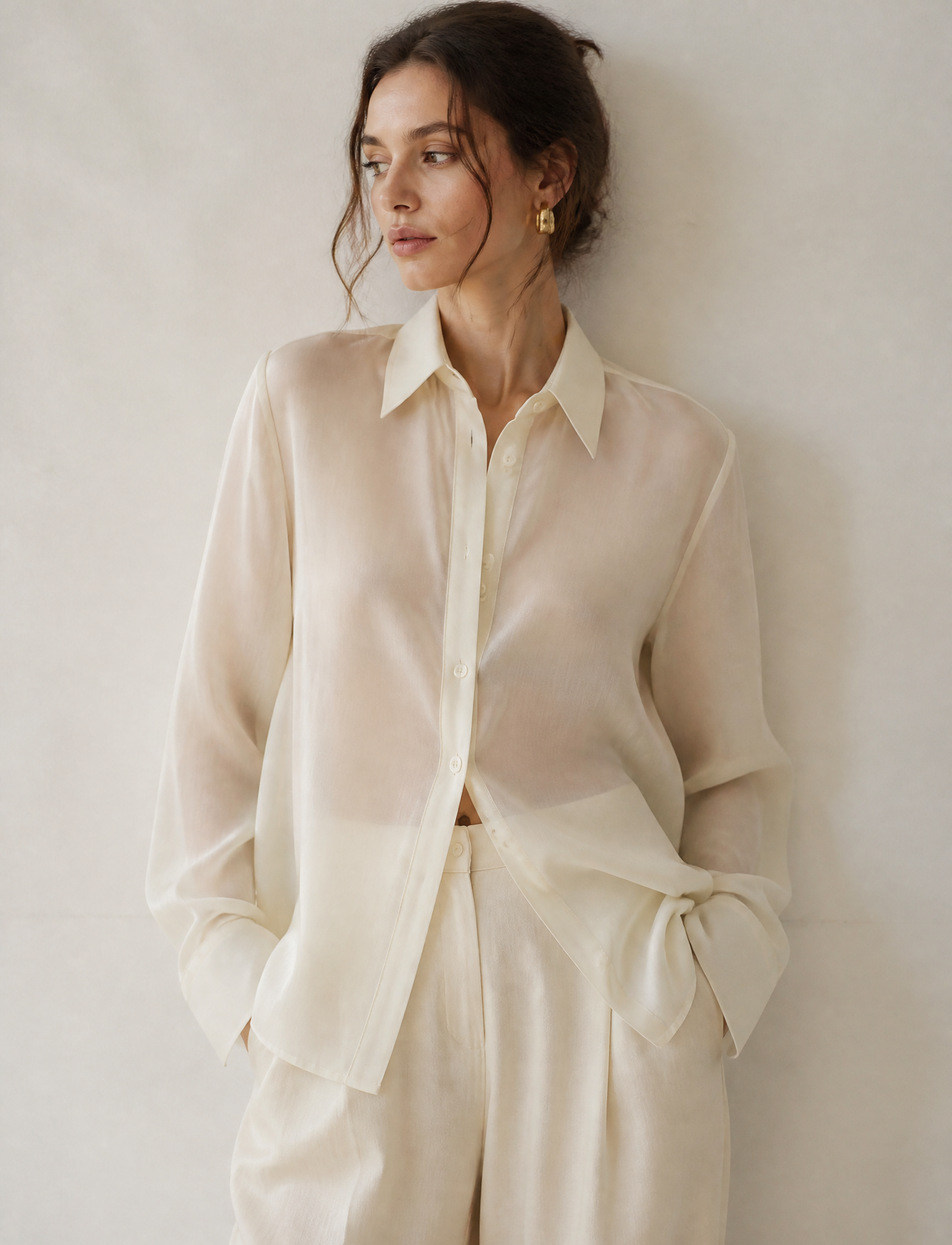 The Silas Shirt in ivory silk